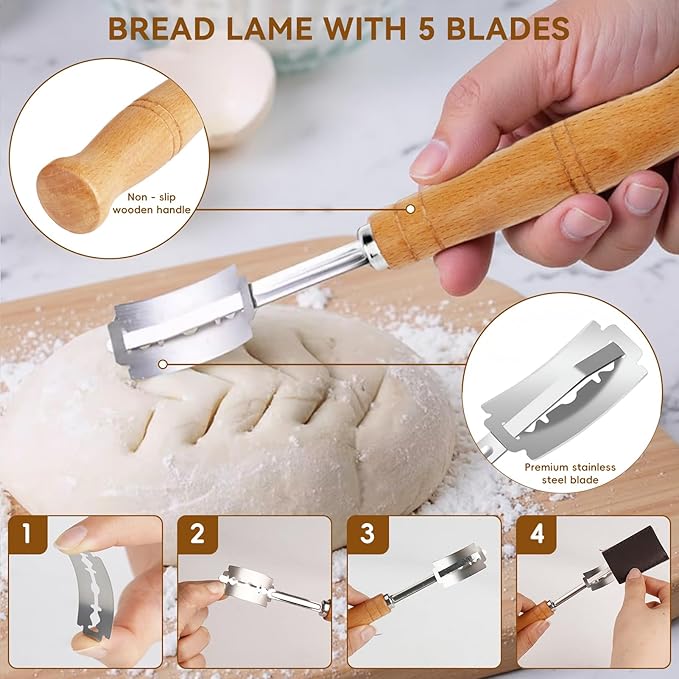 24 PCS Sourdough Starter Kit w/ 34oz Sourdough Starter Jar, Sourdough Bread Baking Supplies 9" Round & 10" Oval Silicone Banneton Bread Proofing Baskets & Baking Tools Set, Ideal Gift for Baking Gift