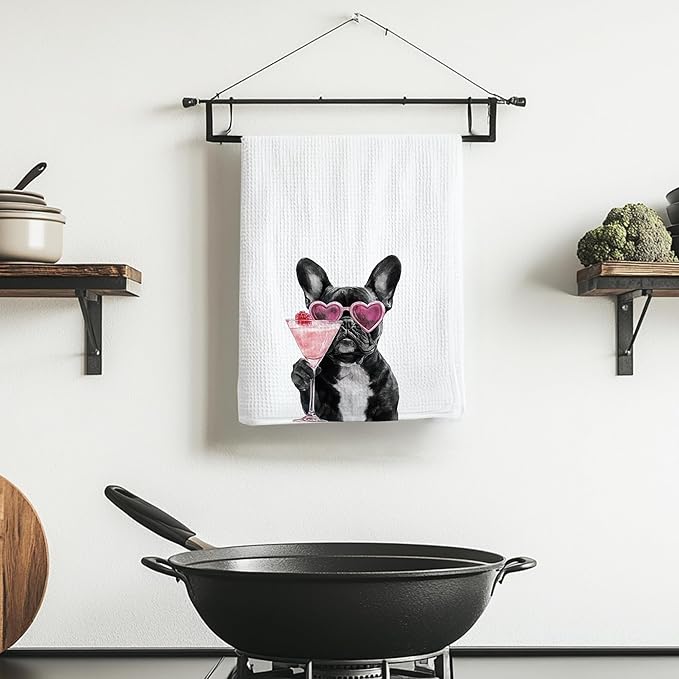Cabana Bro French Bulldog Gifts Kitchen Towels, French Bulldog Gifts for Women Men Decorative Hand Towels for Bathroom, Funny Frenchie Cocktail Dish Tea Towels for Kitchen, 16x24 Inch