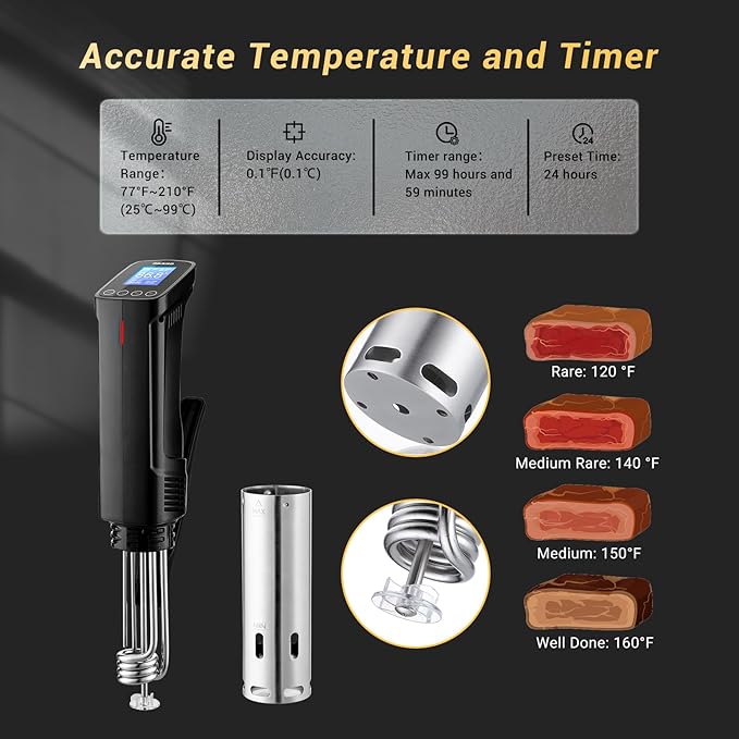 INKBIRD WIFI Sous Vide Cooker ISV-100W, 1000 Watts Sous Vide Machine Immersion Circulator with 14 Preset Recipes on APP & Calibration Function, Thermal Immersion, Fast-Heating with Timer