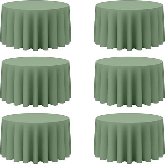 BRILLMAX 6 Pack Sage Green Round Tablecloths 120 Inch - Circle Bulk Linen Polyester Fabric Washable Table Cloth Cover for Wedding Reception Banquet Birthday Party Buffet Restaurant