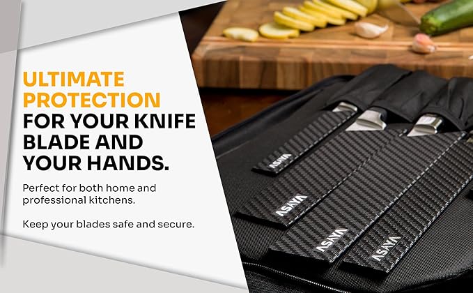 Asaya Professional Knife Edge Guards - Two Chef Blade Covers - 8.5 x 2" and 10.5 x 2" - Extra Strength, ABS Plastic and BPA-Free Felt Lining, non-Toxic and Food Safe - Knives Not Included (2 Piece L)