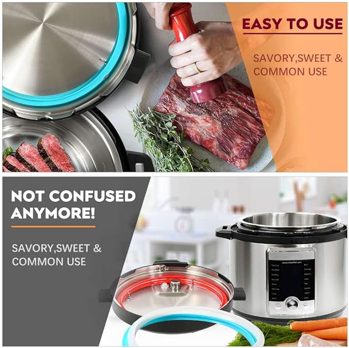 Silicone Sealing Ring 3-Pack for 8Qt Pressure Cookers - Dishwasher Safe Food-Grade Replacement Gasket Compatible with Instant Pot 8Qt Models: IP-DUO80, IP-LUX80, Ultra, Duo Plus, Viva.