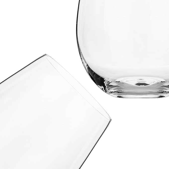 Stemless Wine Glasses Set of 4, Large 22 oz Red & White Wine Glass, Hand Blown Lead-Free Crystal, Ideal Gift for Women,Men, Wedding, Birthday, Christmas