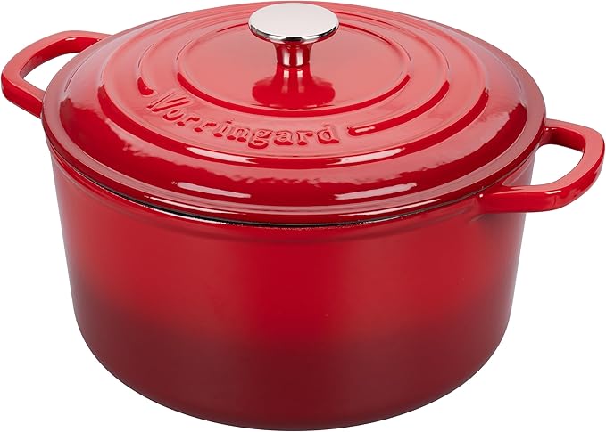 Enameled Cast Iron Dutch Oven Pot with Lid, for Sourdough Bread Baking, Round Dutch Ovens, 4.5 Quart, Red