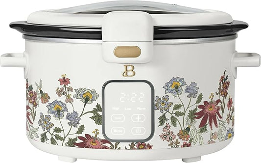 Beautiful 4-Qt Programmable Slow Cooker with Hinged Locking Lid & Touch Display – 3 Heat / 4 Timer Settings