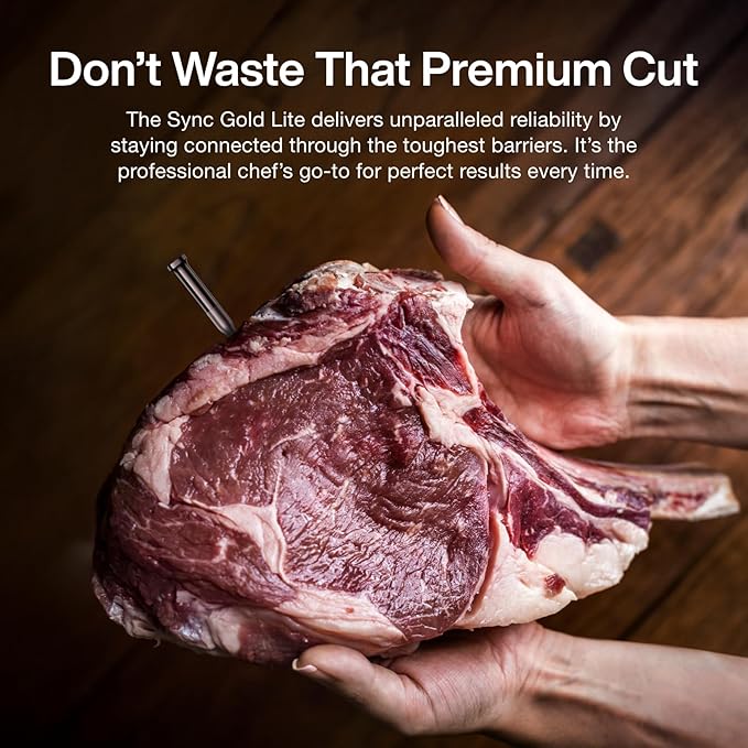 Typhur Sync Gold Wireless Meat Thermometer, Enhanced 10X Sub-1G Signal and Stability, WiFi Unlimited Range, 6 Sensors, Bluetooth Meat Thermometer for BBQ, Oven, Smoker, Grill, Air Fryer, Gen2