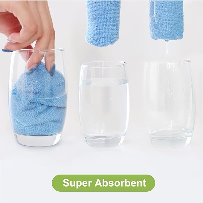 LIVOS 50 Pack Microfiber Cleaning Cloth in Box, Reusable Cleaning Rags, 11.5"x11.5", Edgeless Microfiber Wipes, Lint Free, Absorbent Shop Towels for Kitchen, Car, Glass (Blue)