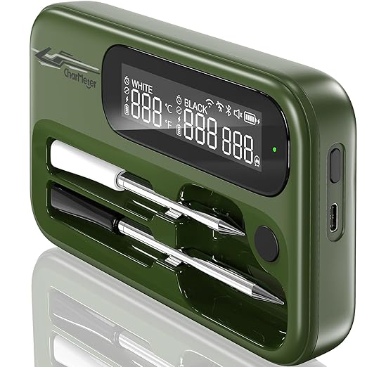 Wireless WiFi Meat Thermometer Digital, Versatile Unlimited Remote Range,Smart Bluetooth Cooking Thermometer with 2 Size BBQ Probes, Flexible Alarm APP LCD Screen for Grill, Air Fryer, Smoker and Oven