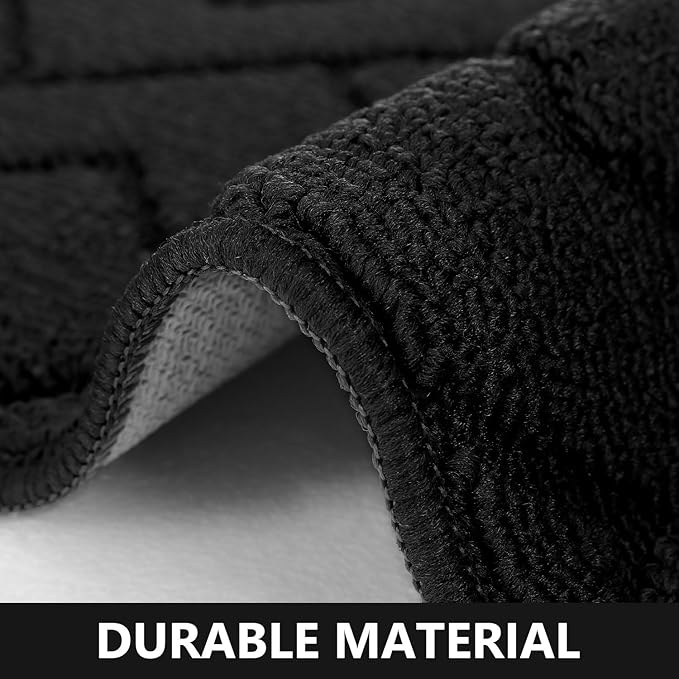 hicorfe Kitchen Rugs and Mats Sets,2 Pieces Super Absorbent Polypropylene Non-Slip Rug,Soft Comfort Floor Mat,Washable for Kitchen,Hallway,Office,Sink,Laundry(24" x 35"+24" x 71",Black)