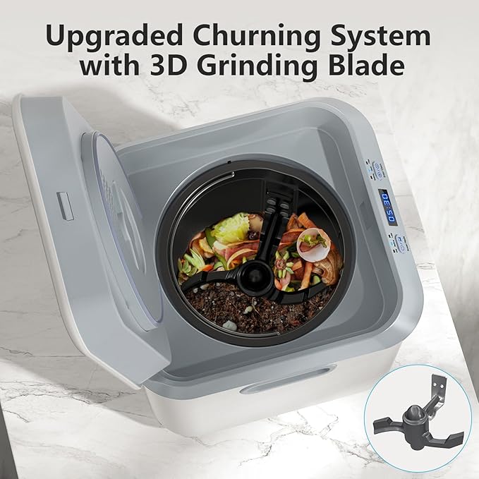 Electric Composter for Kitchen: Smart Compost Bin Outdoor/Indoor, Odorless/Auto-Cleaning/Intelligent LED Display, 2.5L Auto Garbage Disposal Home Countertop Composting Bin, Turn Waste into Fertilizer