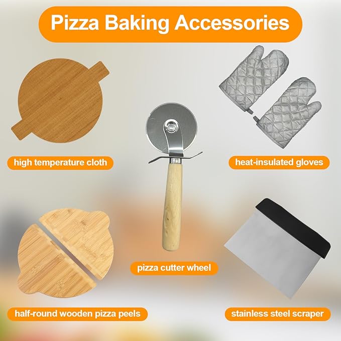 Pizza Oven Indoor, 12 Inch Retro Pizza Maker, Rapid Heating 800˚F, 1200W Glazed Ceramic Stone Electric Pizza Cooker, Two-button Precise Temperature Control, Viewing Window for Precise Cooking