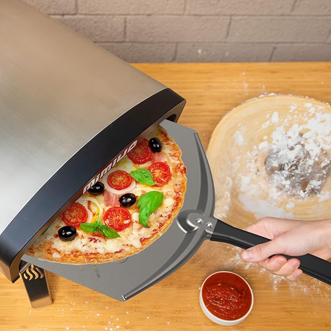 Q Pizza Aluminium Pizza Peel, 12 inch Perforated Metal Pizza Turning Paddle for Grill Oven, Kitchen Tool Non-stick Pizza Spatula for Baking Bread Pastry Dough Pie & Cake, PT201