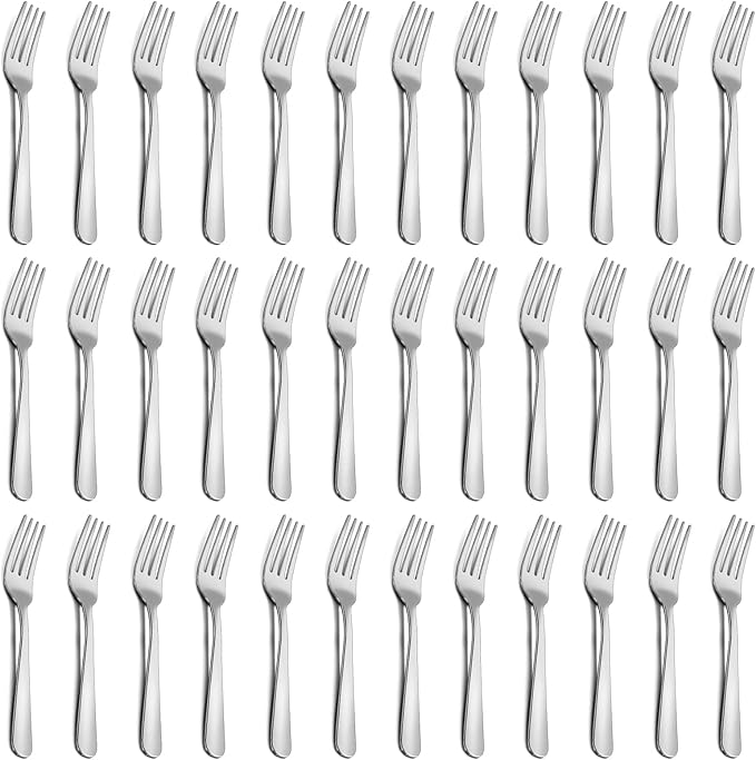 36-Piece Salad Forks Set, Funnydin 5.9" Stainless Steel Forks Silverware, Durable Dessert Forks Set, Cost-effective Small Forks for Home, Kitchen, Restaurant - Mirror Polished, Dishwasher Safe