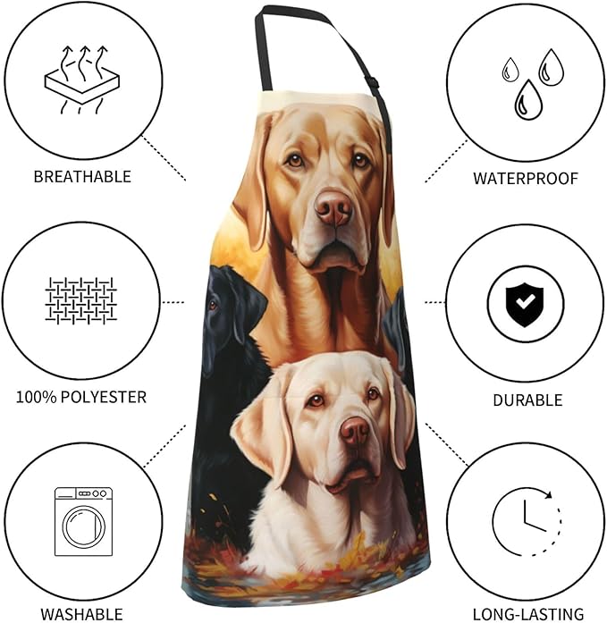 Funny Animal Apron with 2 Pockets Waterproof for Men Women Kitchen Garden Decor