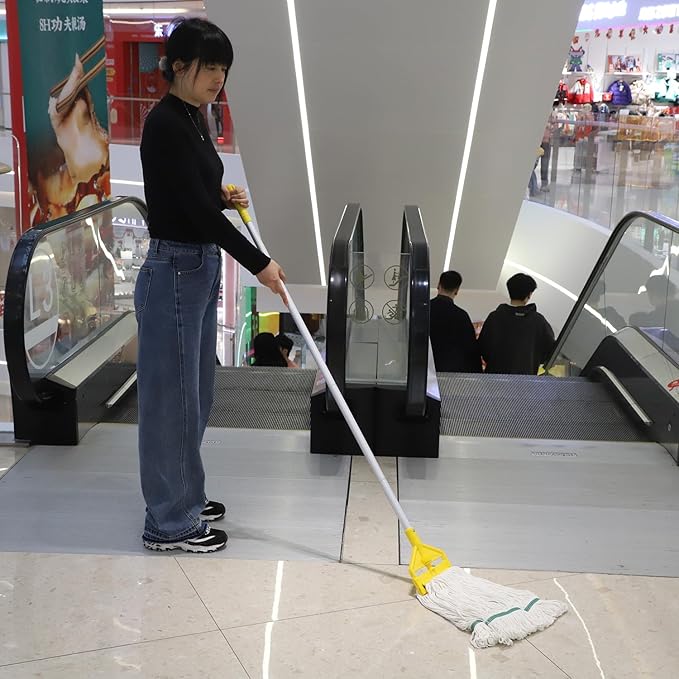 Commercial Mop Bucket with Side Press Wringer on Wheels, Including One Commercial Mop, 35 Quart, Yellow