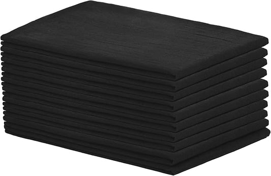 Organic Cotton Black Tea Towels - 100% Cotton, 10-Pack, Reusable and Washable Flour Sack Towels for Kitchen - Extra Large 27"x27", Durable Dish Towels with Hanging Loop (Black)