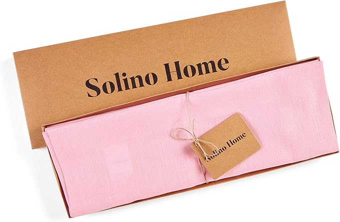 Solino Home Linen Placemats Set of 4 - Pink Lemonade Placemats 14 x 19 Inch - 100% Pure Linen Table Place Mats - Fete