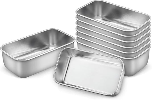 LIANYU Mini Loaf Pan for Baking Bread, 8 Pack 6.3 x 3.5 Inch Stainless Steel Small Bread Loaf Pan for Homemade Meatloaf, Tin Loaf Baking Pan Perfect for Banana Sourdough Sandwich, Dishwasher Safe