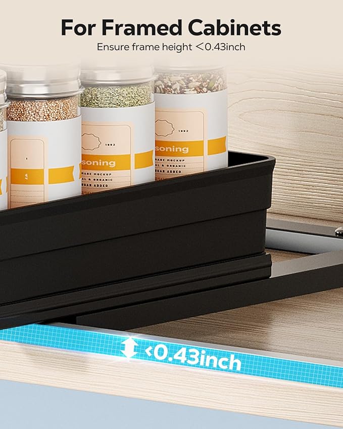 Nieifi Spice Organization for Cabinet-Vertical Spice Rack Pull Out-Spice Rack Organizer for Cabinet-8-1/4 inch Wide-Seasoning Kitchen Organizer-8.26" W x 10.6" D x 2.7" H-1 Pack