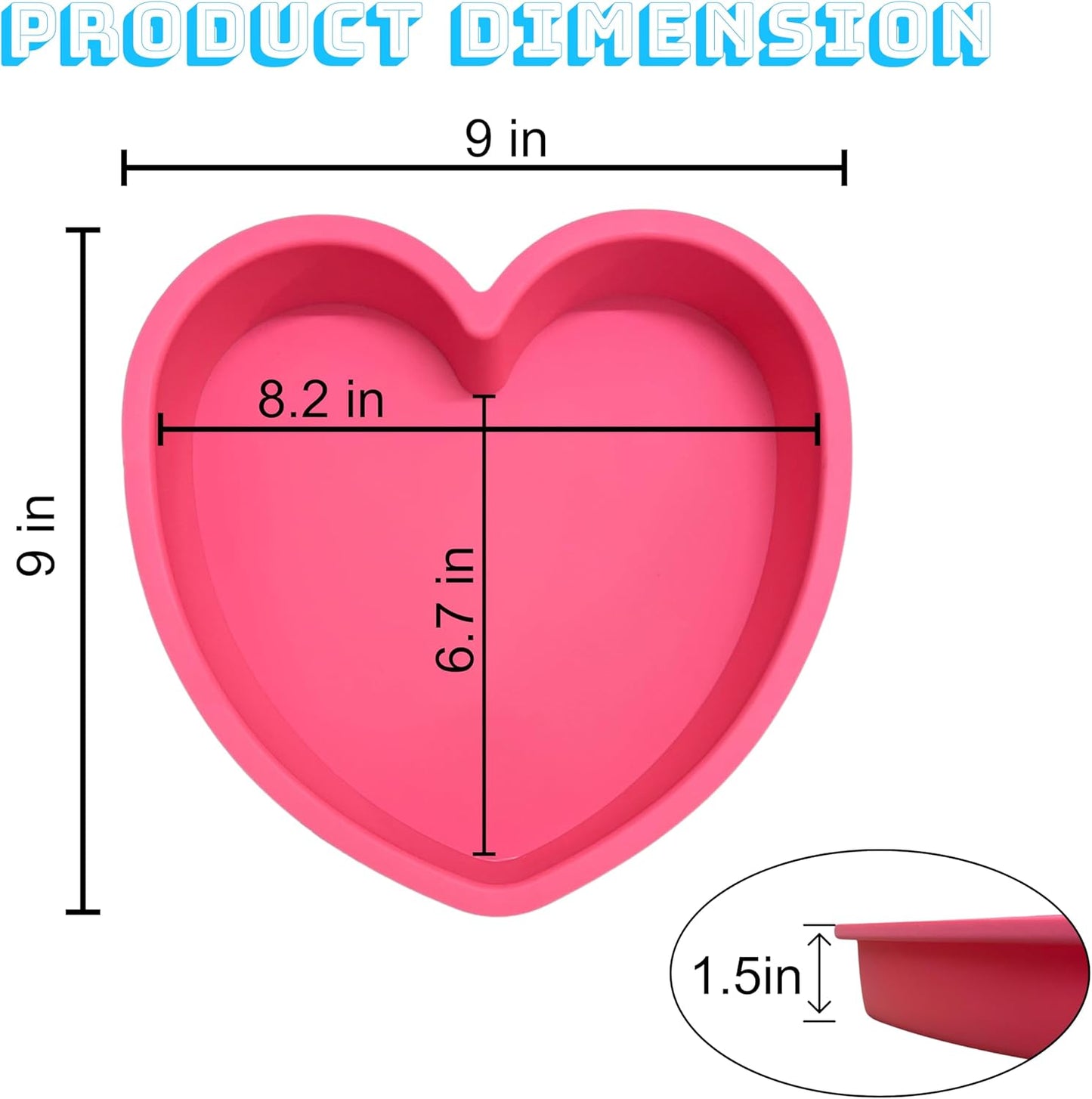 Heart Shaped Cake Pans 8 Inch – 1 PCS Nonstick Silicone Heart Cake Pan for Baking, Oven & Microwave Safe Molds – Durable, Easy-Clean Matte Surface - Grade Novelty Shaped Cake Pans (Pink)