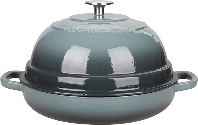 Enameled Cast Iron Dutch Oven Pot with Lid, Round Bread Oven for Homemade Sourdough Bread Baking, 6 Quart, Slateblue
