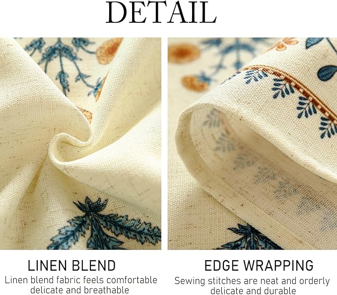 French Tablecloth for Rectangle Tables,Linen Table Cloth with Yellow Flowers and Leavs Pattern,Heavy Durable Table Cover for Dining Thanksgiving Kitchen Decor Party Christmas,63"*102"