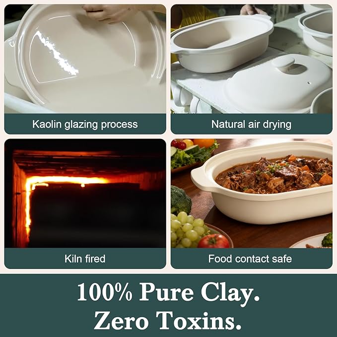 MAGNIFIQUE 4 Quart Programmable Casserole Slow Cooker, 8-in-1 Multi Cooker with Removable Non-Toxic Stoneware Crock, Claypot Slow Cooker, Rice-cooking, Nonstick, Oven Safe Pot to 450°F, Brown