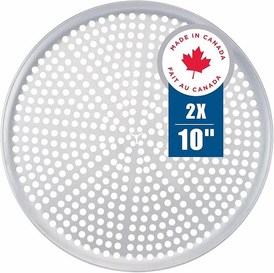 Norjac Pizza Pan with Holes, 10 Inch 2 Pack, Aluminum Pans for Oven, Round, Rust-Free & Heavy-Duty, Perforated Baking Tray for Crispy Crust