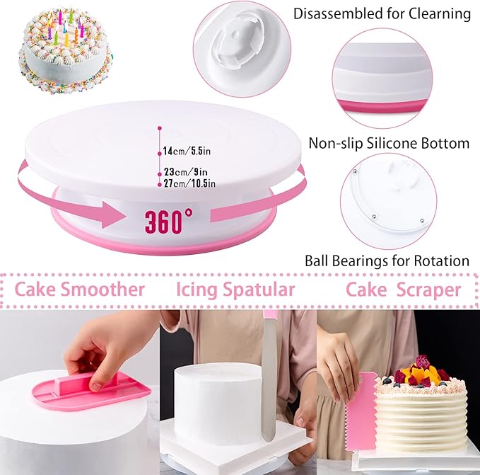 Cake Decorating Supplies Kit Tools 356pcs, Nifogo Baking Accessories with Cake Turntable, Pastry Piping Bag, Piping Icing Tips for Beginners