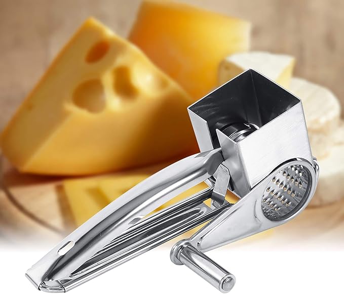 Rotary Cheese Grater, Stainless Steel Manual Cheese Grater Mill with 1 Multifunctional Drum Blades, Kitchen Kitchen Craft Manual hand held Cheese Chocolate