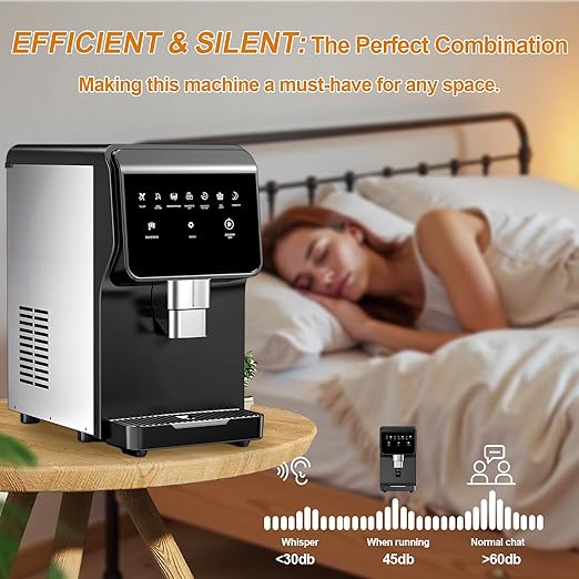 Countertop Nugget Ice Maker with Water Dispenser – 60 lbs/Day, 5 lbs Bin, Soft Chewable Ice Machine, Self-Cleaning Stainless Steel Ice Maker for Home, Kitchen, Bar, Office