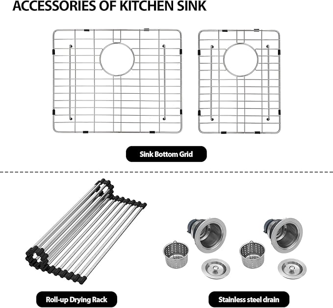 Drop In Kitchen Sink Double Bowl - Funmier 33 Inch Double Bowl Kitchen Sink 60/40 33"x22" Stainless Steel 16 Gauge Deep Bowl Basin