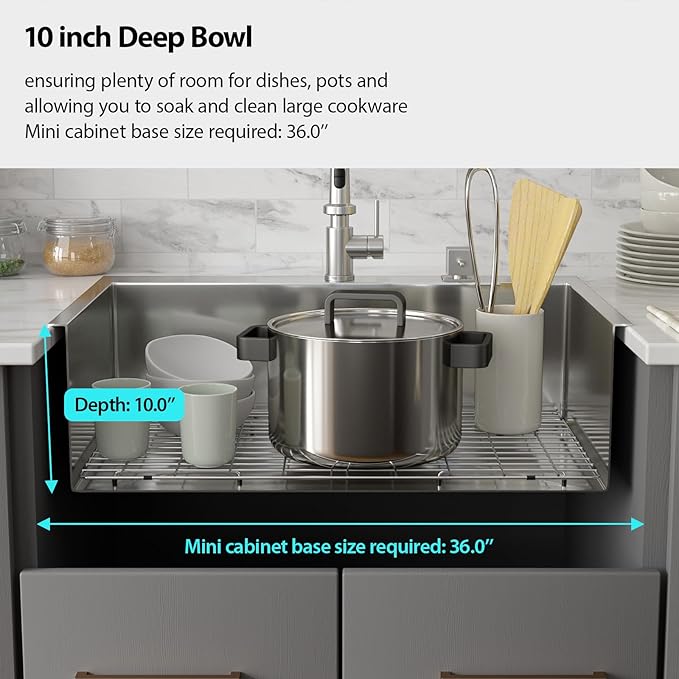 33 Inch Drop In Kitchen Sink - 33x22 Inch Stainless Steel Kitchen Sink Workstation 16 Gauge Single Bowl Deep Basin