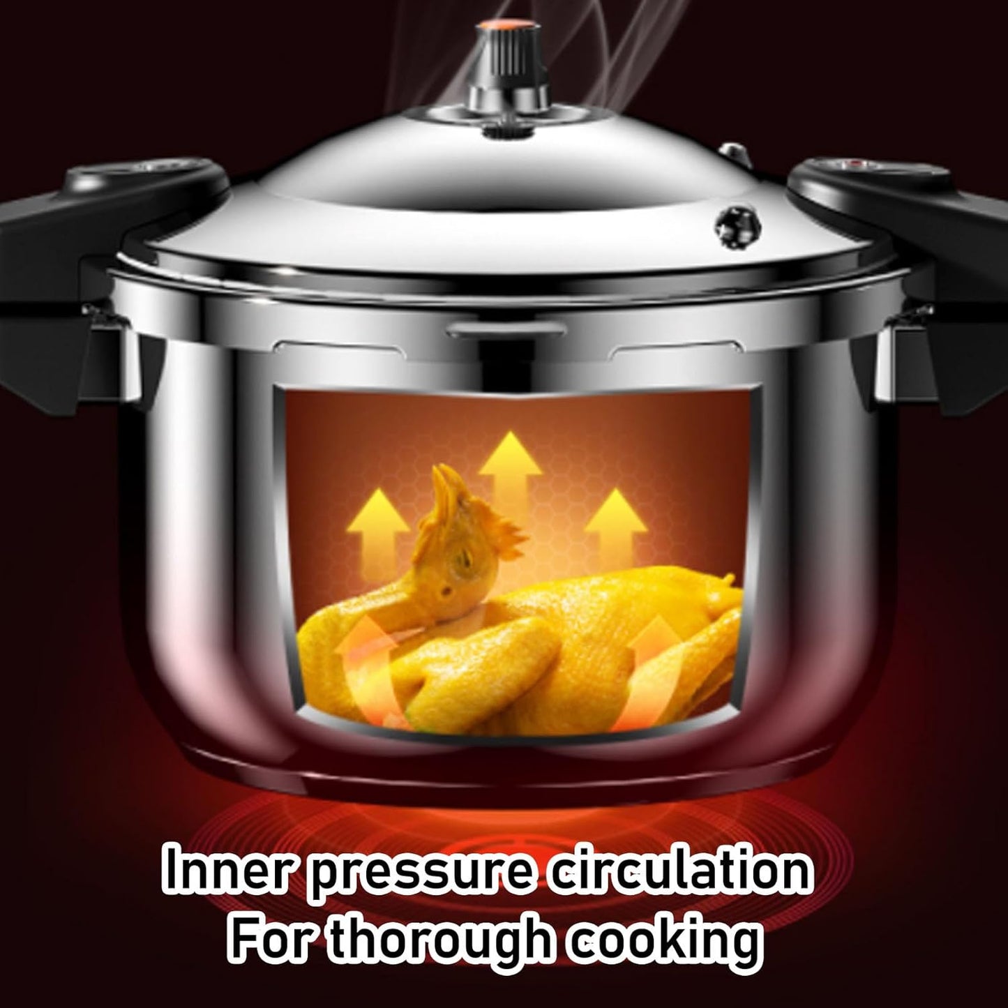 Luqeeg Stainless Steel Pressure Cooker, 80kpa Dual Handle Pressure Canner Large Capacity Pressure Cooking Pot Kitchen Pressure Pan for Gas Stove Electric Stove Induction