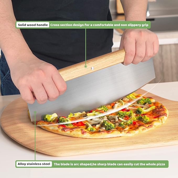 4 PCS Rectangle Pizza Stone Set, 20" Large Pizza Stone for Oven and Grill with Pizza Peel, Pizza Cutter & Brush, Baking Stone for Pizza, Bread,BBQ