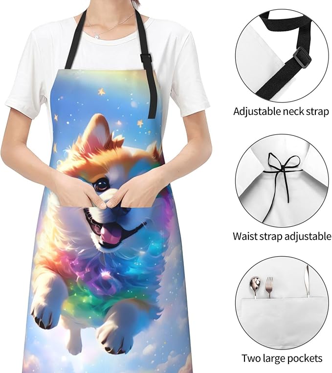 Funny Animal Apron with 2 Pockets Waterproof for Men Women Kitchen Garden Decor