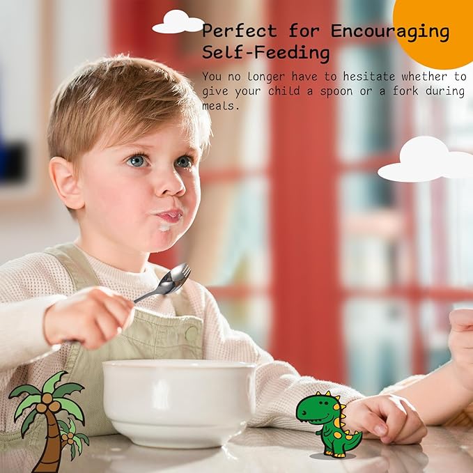 Alata Mini Sporks, 4-Pack Food-grade Stainless Steel Mini Sporks for Kids, 5.7 Inches Salad Forks For Dessert, Ice Cream, Salad, Soup, Noodle, Spaghetti, Dishwasher Safe