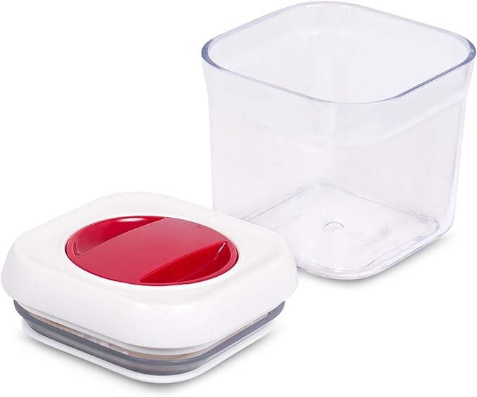 INTERNET'S BEST Spin Lock Airtight Kitchen Canisters - Food Storage Containers with Twist Lock for Sugar, Flour, Pasta, Nuts - Stackable Design - 2 Rectangular & 2 Square Clear Plastic Bins - Set of 4