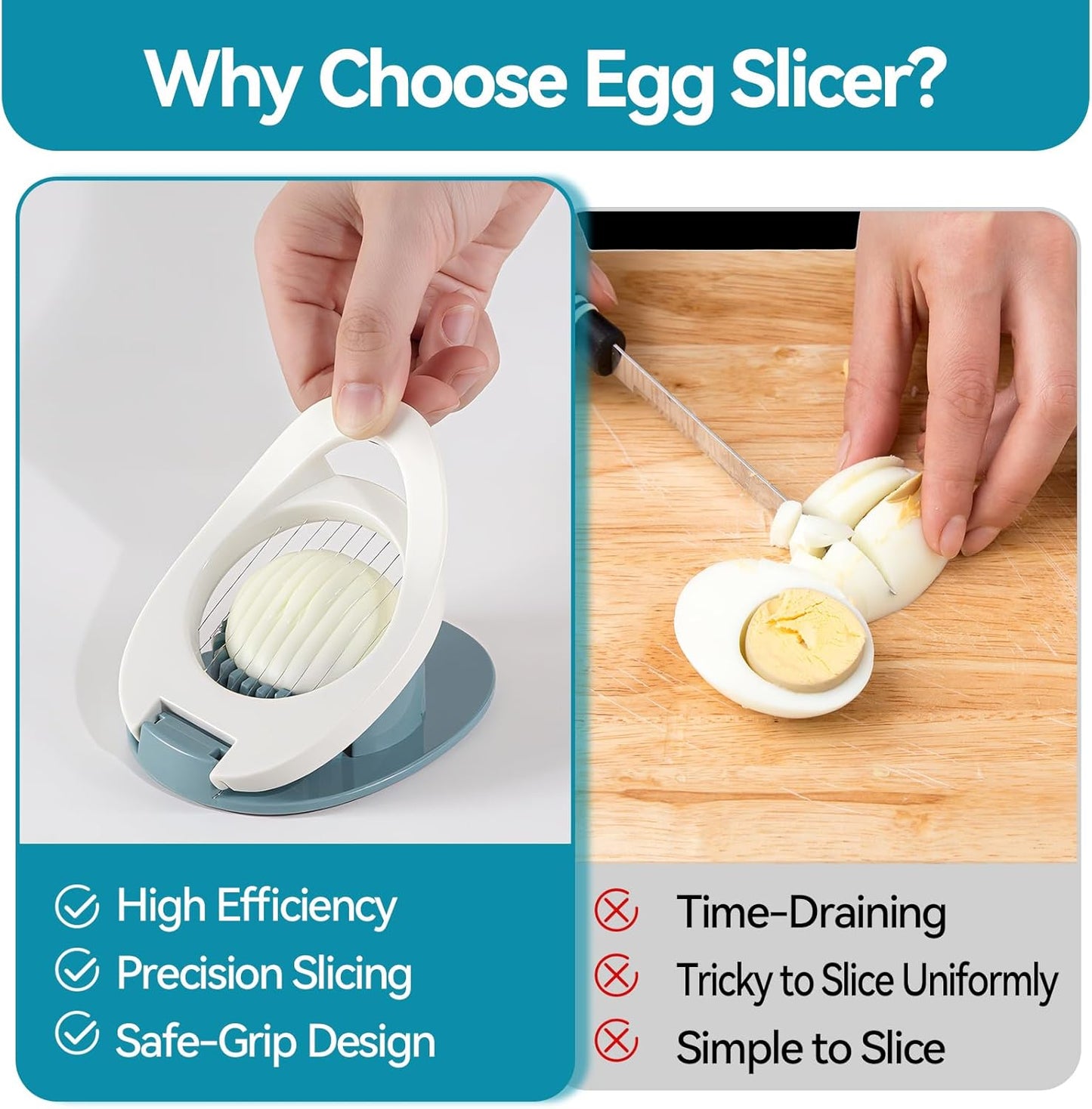 Egg Slicer & Dicer for Hard Boiled Eggs - Heavy Duty Cutter Dicer with Stainless Steel Wire, Cuts Strawberries, Kiwis & Soft Fruits Effortlessly - Easy-Clean Kitchen