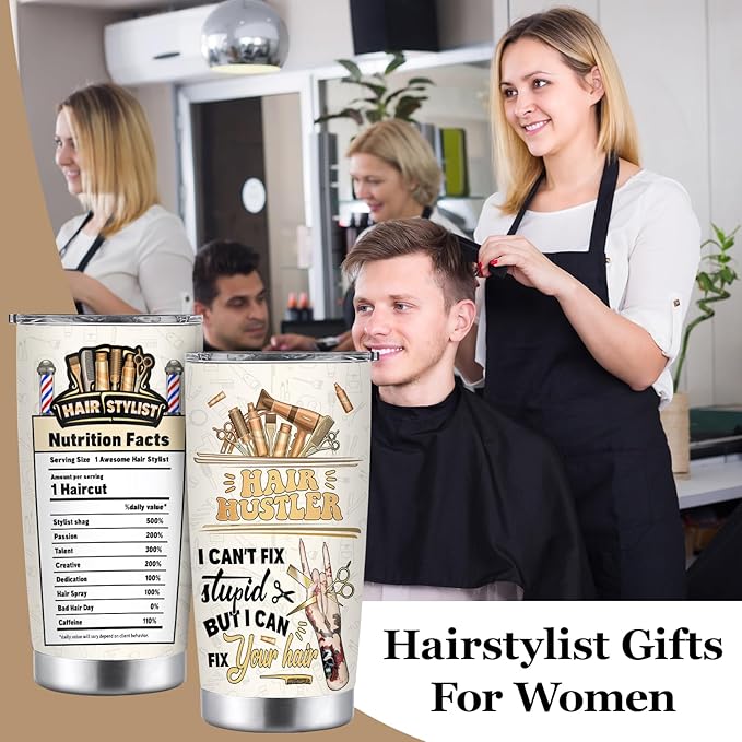 Hairstylist Gifts, Unique Hairstylist Appreciation Gift, 20 Oz Stainless Steel Insulated Tumblers With Lid, Hairdresser Thematic Thank You, Birthday Christmas Gifts for Hairdressers