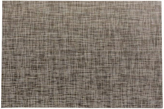 Restaurantware Carmel Mesh 16 x 12 Inch Table Placemats Set Of 6 Woven Washable Placemats - Heat Tolerant No Stain Smoked Gold Vinyl Kitchen Placemats With White Threads Easy To Clean