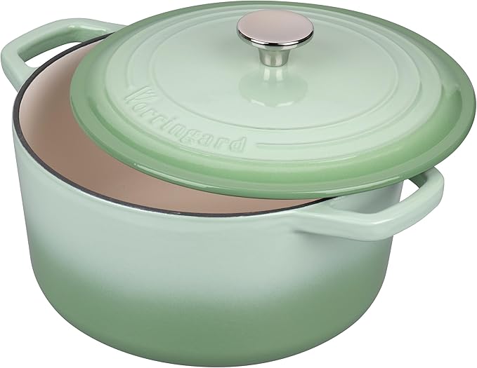 Enameled Cast Iron Dutch Oven Pot with Lid, for Bread Baking, Round Bread Oven- include Sourdough Bread Baking Supplies Set, 6QT, Green