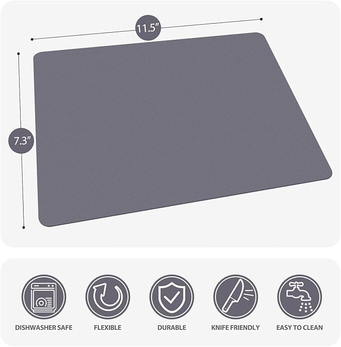 WK Small Flexible Plastic Cutting Boards for Kitchen Set of 3, Non Slip Cutting Mats for Meat, Mini Cutting Board Mats, BPA Free, Dishwasher Safe, 7.3x11.5"