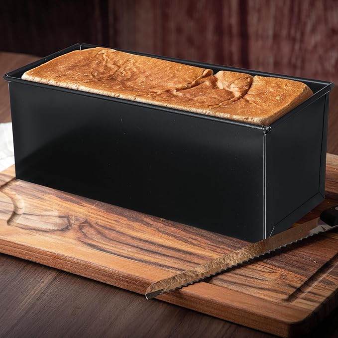 Luxshiny Pullman Loaf Pan with Lid: Non-Stick Bread Toast Box Mold with 5 Holes Design for Homemade Bread - 1.65LB Dough Capacity