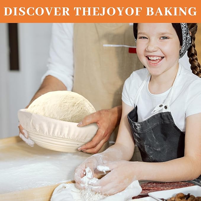 Sourdough Starter Kit, 9" Round and 10" Oval Banneton Bread Proofing Basket, Sourdough Bread Baking Supplies for Home and Kitchen, Sourdough Kit, Sour Dough Starter Kits.