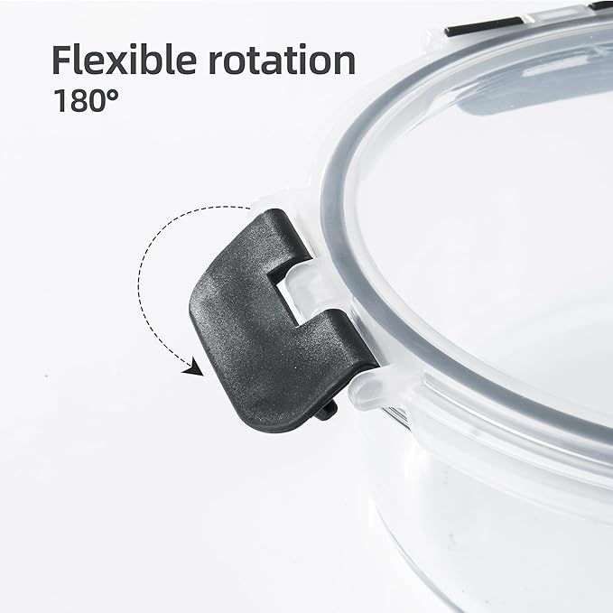 12 Pack Glass Storage Containers with Lids, Glass Meal Prep Containers Set, Airtight Food Storage Containers, Grey