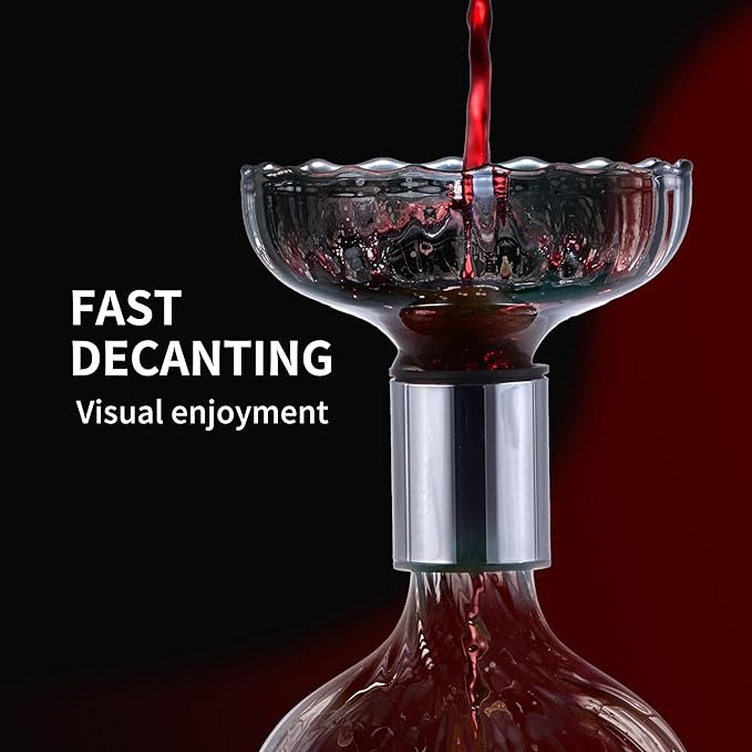 SOUL ONE Wine Decanter, Personal Portable Decanter(365ml), 100% Lead-free, Wine Gift, Wine Accessories, for Business Trip, Picnic,Sharing with Friends and Solitary Moment_Patterned