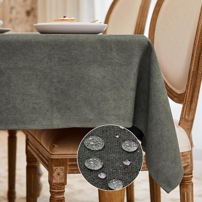 Table Cloth Rectangle Table Cover 55x71 Inches Soft-Brushed Finish Wrinkle Free and Waterproof Rectangle Olive Black Tablecloth for Kitchen Party Buffet Wedding