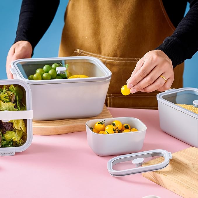 Glass Food Storage & Meal Prep Container Set of 4 with Airtight Glass Lids, Leakproof, 3 Free Straps, Oven, Microwave Safe, BPA & Plastic-Free