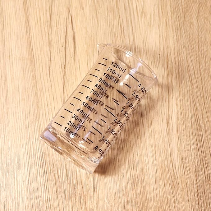 Ackers 4 Oz Glass Measuring Cup,Borosilicate Shot Glass with V-Shaped Spout(Pack of 2)